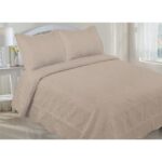 Embroidery Scalloped Edge Quilt Set – Twin – Taupe