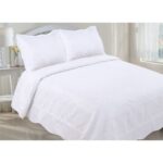 Embroidery Scalloped Edge Quilt Set – King – White
