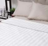 Silk-Filled Damask Stripe Cotton Blanket – King