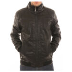 Men’s Bomber Fleece-Lined Faux Leather Jacket – Black 2 – S