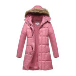 Haute Edition® Women’s Mid-Length Puffer Parka Coat with Faux Fur-Lined Hood – 2XL – Dusty Rose