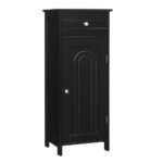 Free-Standing Bathroom Floor Cabinet with Drawer – Black