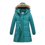 Haute Edition® Women’s Mid-Length Puffer Parka Coat with Faux Fur-Lined Hood – 3XL – Teal