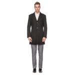 Men’s Double- or Single-Breasted Peacoat Wool Blend Dress Jacket – Single-Breast – Charcoal – X-Large