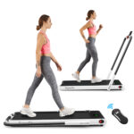 SuperFit™ 2-in-1 2.25HP Under Desk Electric Folding Treadmill with Remote Control – White