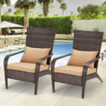 Outdoor Rattan Adirondack Chair (1- or 2-Pack) – Brown-2 Pack
