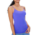 Women’s Stretchy Camisole Spaghetti Strap Tank Top (4-Pack) – Blue Medium