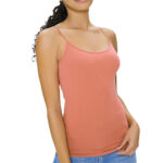 Women’s Stretchy Camisole Spaghetti Strap Tank Top (4-Pack) – Peach Small