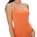 Women’s Stretchy Camisole Spaghetti Strap Tank Top (4-Pack) – Orange Medium
