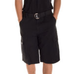Designer Men’s Cargo Shorts with Twill Belt – Black – Size 36