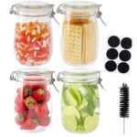 17- or 34-Ounce Glass Jars with Airtight Leak-Proof Lids – 34oz (4-Pack)