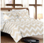 Chevron 7-Piece Comforter Set – Full – White/Taupe