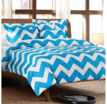 Chevron 7-Piece Comforter Set – King – White/Blue