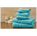 Bibb Home 100% Egyptian Cotton 6-Piece Towel Set – Solid – Aqua