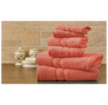 Bibb Home 100% Egyptian Cotton 6-Piece Towel Set – Solid – Coral