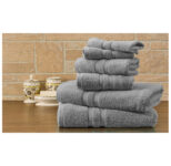 Bibb Home 100% Egyptian Cotton 6-Piece Towel Set – Solid – Grey