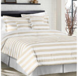 Horizontal Stripe 7-Piece Comforter Set – Full – White/Taupe