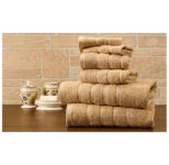 Bibb Home 100% Egyptian Cotton 6-Piece Towel Set – Popcorn – Linen