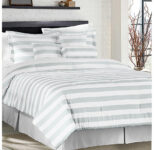 Horizontal Stripe 7-Piece Comforter Set – King – White/Grey