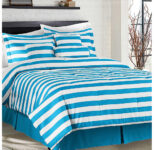 Horizontal Stripe 7-Piece Comforter Set – King – White/Blue