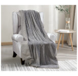 Chevron Jacquard Braided Oversized Throw Blanket – Grey