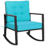 Outdoor Cushioned Rattan Rocking Chair – Turquoise