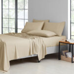 2,000-TC Bamboo Blend 6-Piece Sheet Set with Deep Pockets – Twin – Khaki