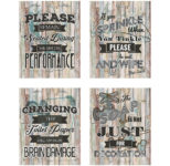 4-Piece Shabby Chic 8″ x 10″ Bathroom Décor Set – Neutral