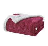 Sheradian Embossed Print Fleece/Sherpa Reversible Throw Blanket – Louvre – Burgundy