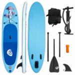 Inflatable 10′ Sunbathing Stand-up Paddleboard Kit with Carry Backpack