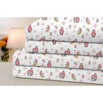 Bibb Home® 4-Piece Printed Cotton Flannel Sheet Set – Queen – Red Penguin