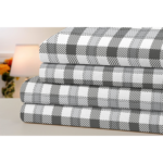 Bibb Home® 4-Piece Printed Cotton Flannel Sheet Set – Twin – Gray Tartan