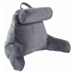 Backrest TV & Reading Pillow with Detachable Neck Bolster – Gray