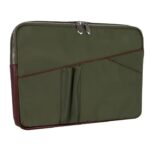 Crescent 14″ Nylon Laptop Sleeve with Leather Accents  – Green