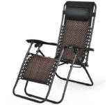 Zero Gravity Rattan Folding Lounge Chairs (Set of 2) – Brown