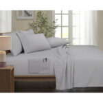 Bamboo Comfort 6-Piece Smart Sheet Set with Side Pocket – King – Silver