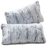 Super Soft Embossed Faux Fur Throw Pillows (Set of 2) – 12×20 Blue/White