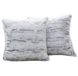 Super Soft Embossed Faux Fur Throw Pillows (Set of 2) – 18×18 Blue/White