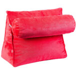 Plush Wedge Backrest Pillow with Neck Bolster – Hot Pink
