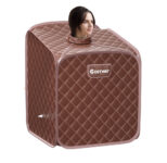 Portable Steam Spa Sauna with 9 Temperature Levels + Chair – Coffee