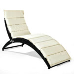 Folding Rattan Lounge Chair (1 or Set of 2) – Single – Beige