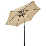 Solar LED Lighted 9′ Patio Market Umbrella – Beige