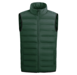 Men’s Full-Zip Lightweight Puffer Vest Jacket – Dark Green – Large