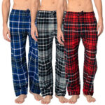 Men’s Ultra-Soft Flannel Plaid Pajama Lounge Pants with Pockets (2- to 4-Pack) – 3-Pack – X-Large