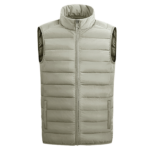 Men’s Full-Zip Lightweight Puffer Vest Jacket – Sand – 2XL