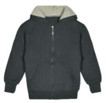Kids’ Sherpa-Lined Fleece Full-Zip Hooded Sweatshirt Jacket – Charcoal – Large