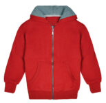 Kids’ Sherpa-Lined Fleece Full-Zip Hooded Sweatshirt Jacket – Red – Small