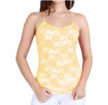 Women’s Seamless Lace Stretch Adjustable Camisole Top – Yellow