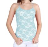Women’s Seamless Lace Stretch Adjustable Camisole Top – Pastel Blue
