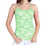 Women’s Seamless Lace Stretch Adjustable Camisole Top – Bamboo Green